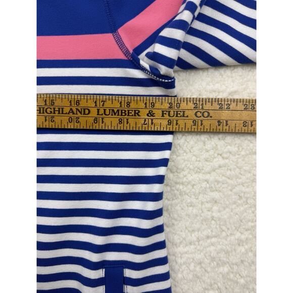 T by TALBOTS Activewear Jacket Women Large Blue Pink White Stripe Full Zip - Picture 8 of 10